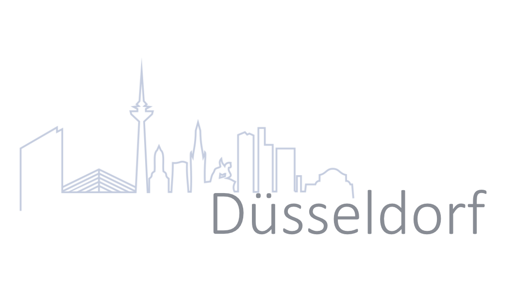 Düsseldorf with text Düsseldorf Trade Fair